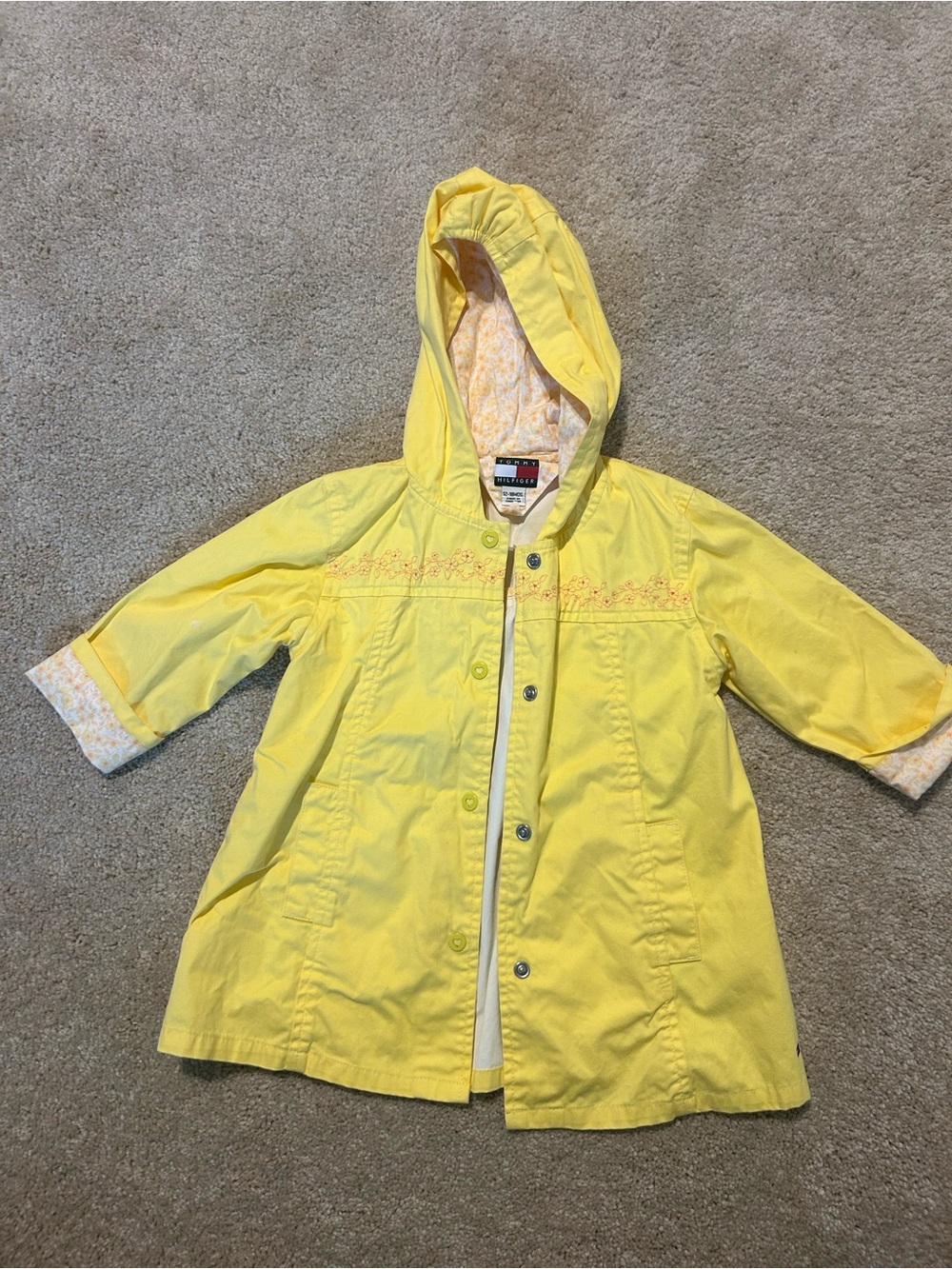 Tommy Hilfiger Bright Yellow Hooded Girls' Raincoat